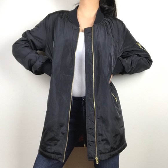 Nordstrom Jackets & Blazers - DOPE BLACK LONG BOMBER STYLE JACKET!